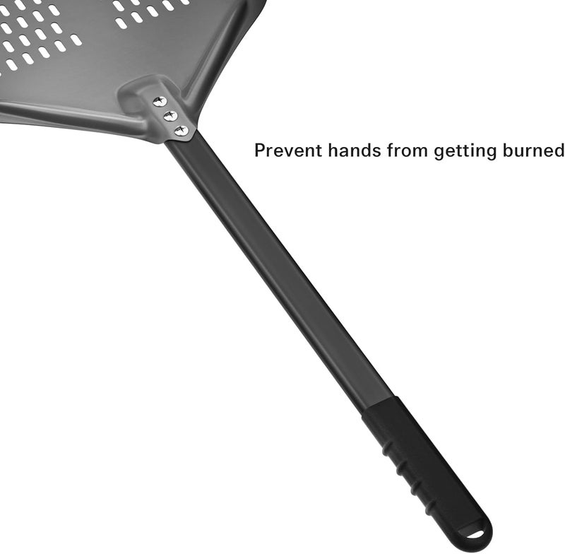 Karboby 14” Perforated Pizza Peel, Long Handle Hard Anodized Aluminum Pizza Peel, Extra Large Pizza Turning Peel, Professional Pizza Pizza Paddle, 34.8 inch overall - Image 4